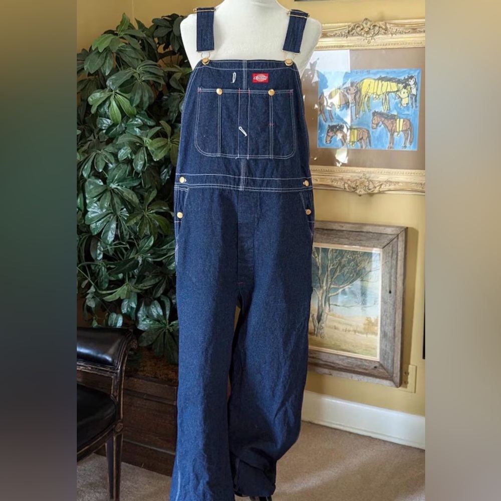 VTG Dickies 100% cotton Indigo denim overalls